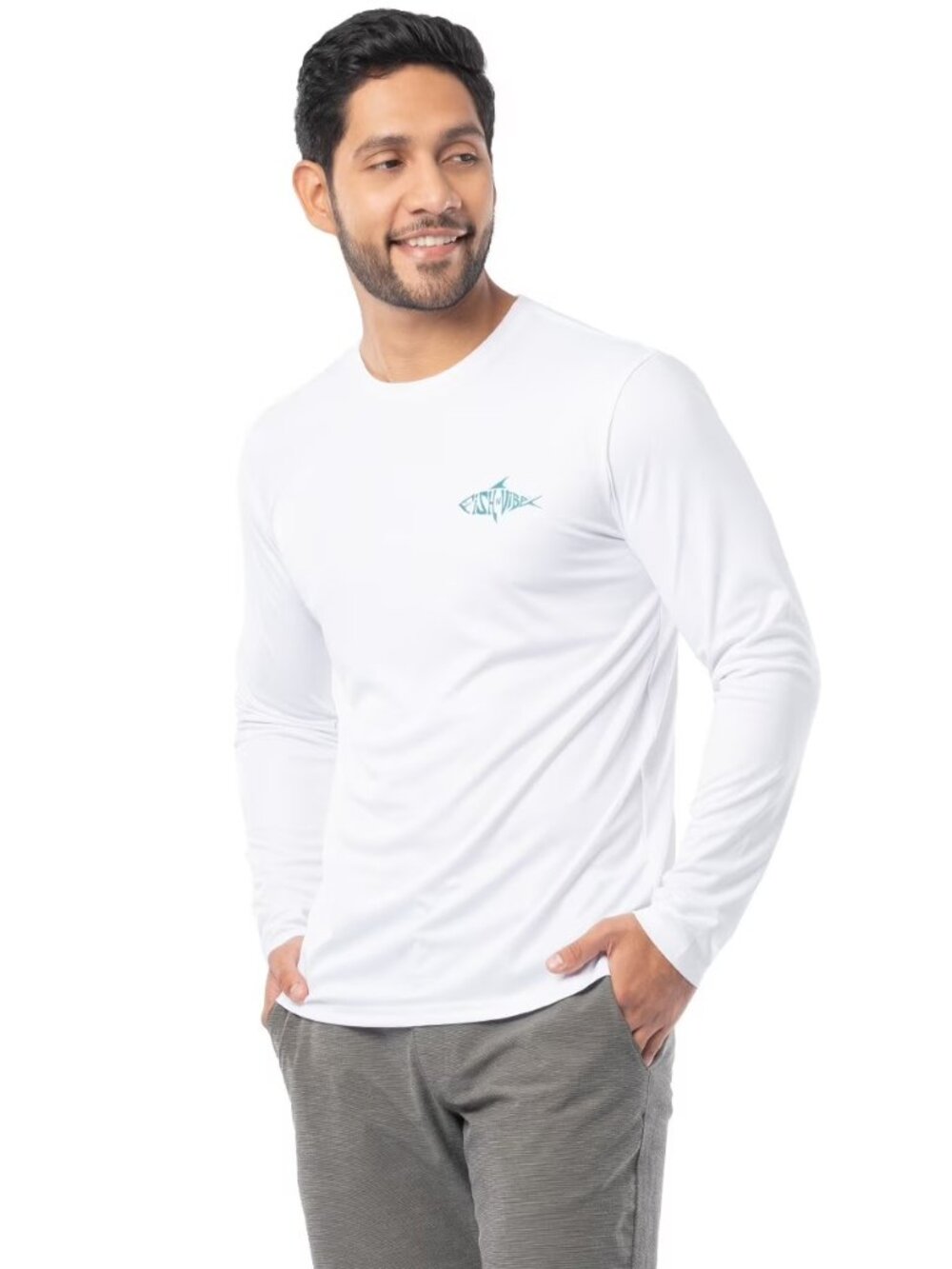 Fish N Vibe Men's UPF 30 Fishing Performance Shirt White Graphic 2XL